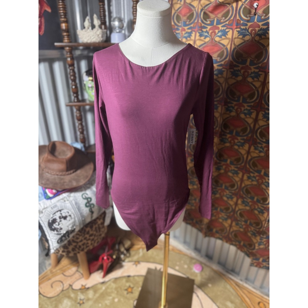 Old Navy Womens Bodysuit Long Sleeve Scoop‎ Back Casual Top Blouse